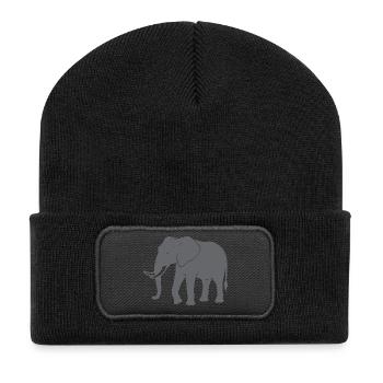 Elefant - Recycelte Patch Beanie - Schwarz - Vorne