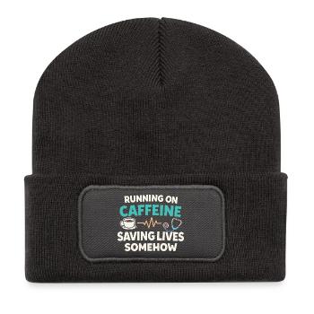 Infirmière de nuit, fatiguée - Beanie recyclé à patch - charbon - Devant