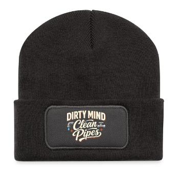 Schmutzige Gedanken | Kanalreinigung - Recycelte Patch Beanie - Dunkelgrau - Vorne