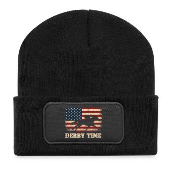 Vollblut-Pferderenn-Derby-Rennbahn-Fan - Recycelte Patch Beanie - Schwarz - Vorne