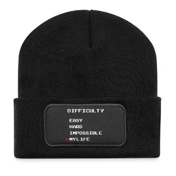 Difficulty: Easy Hard My Life – Gamer Edition - Recycled Patch Beanie - black - Front