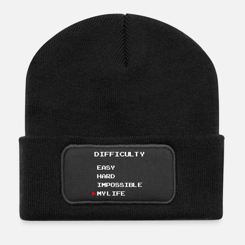 Difficulty: Easy Hard My Life – Gamer Edition - Recycled Patch Beanie - black