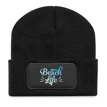 Vie de plage uniquement - Beanie recyclé à patch - noir - Devant