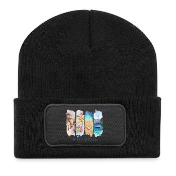Mallorca Urlaub Spanien Finca Natur Strand - Recycelte Patch Beanie - Schwarz - Vorne