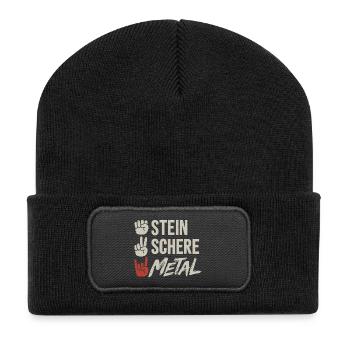 Stein Schere Metal Band Heavy Metal Musik - Recycelte Patch Beanie - Schwarz - Vorne