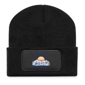 Mykonos Little Venice Golden Hour Travel Design - Beanie recyclé à patch - noir - Devant