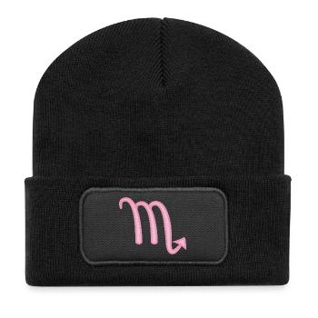 Scorpio Zodiac Sign Symbol Pastel Pink - Recycled Patch Beanie - black - Front