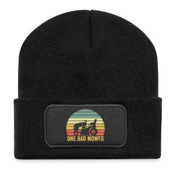 Ein schlechter Mowfo Retro-Scooter Sunset - Recycelte Patch Beanie - Schwarz - Vorne