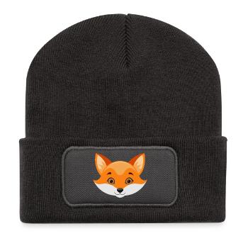 Fox Face - Recycled Patch Beanie - dark grey - Front