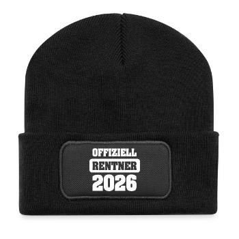 Offiziell Pensionär 2026 - Recycelte Patch Beanie - Schwarz - Vorne