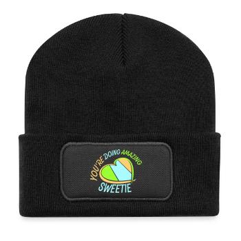 You're Doing Amazing Sweetie Lustig Ermutigend - Recycelte Patch Beanie - Schwarz - Vorne