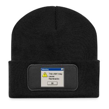 Retro 90s Computer Error Pop Up Flashback - Recycled Patch Beanie - black - Front