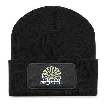 Conquered L'Alpe d'Huez Retro Bicycle Art - Recycled Patch Beanie - black - Front