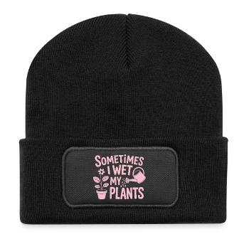 Zimmerpflanzen Sprüche Lustiges Blumen Geschenk - Recycelte Patch Beanie - Schwarz - Vorne