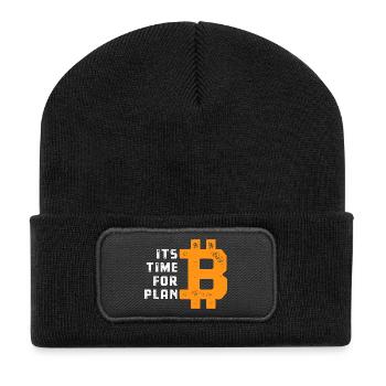 Bitcoin - It's time for Plan B - Krypto Geschenk - Recycelte Patch Beanie - Schwarz - Vorne