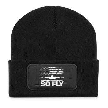 Lustige Schwimmer Sprüche & Schwimmverein Design - Recycelte Patch Beanie - Schwarz - Vorne