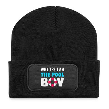 Lustige Schwimmer Sprüche & Schwimmverein Design - Recycelte Patch Beanie - Schwarz - Vorne