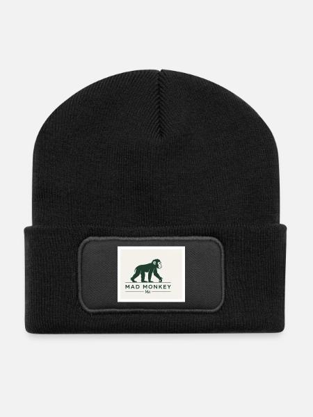 Mad Monkey Vintage-Logo-Illustration - Recycelte Patch Beanie - Schwarz