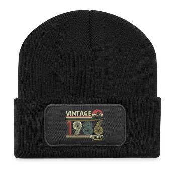 Vintage 1986 Vintage Cadeau d’anniversaire Rétro - Beanie recyclé à patch - noir - Devant