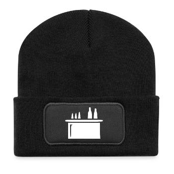Bar Cocktailbar Gastronomie Geschenk Barkeeper  - Recycelte Patch Beanie - Schwarz - Vorne