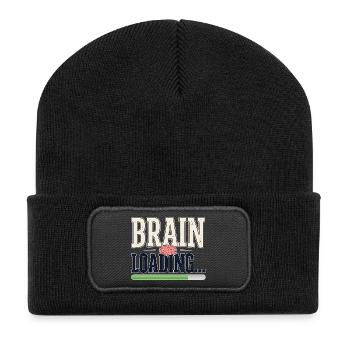 Student Humor – Brain Loading - Recycled Patch Beanie - black - Front