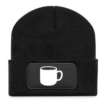 Cadeau de la tasse blanche - Beanie recyclé à patch - noir - Devant