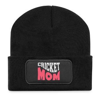 Cricket-Mama Stolz Sport-Mama-Geschenk - Recycelte Patch Beanie - Schwarz - Vorne
