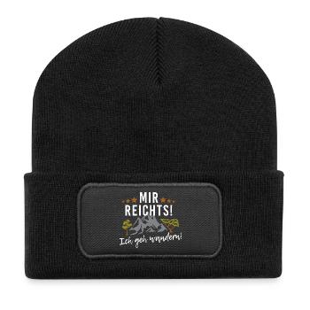 Mir reichts! Ich geh wandern! Ab in die Berge - Recycelte Patch Beanie - Schwarz - Vorne