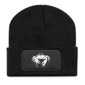 Weiße Spritzkrabbe - Recycelte Patch Beanie - Schwarz - Vorne