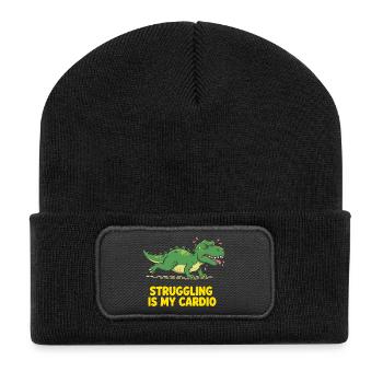 Dinosaurier hasst Cardio Training - Recycelte Patch Beanie - Schwarz - Vorne