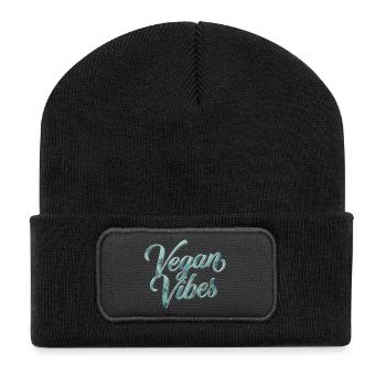 Vegan Vibes Veganism Statement - Recycled Patch Beanie - black - Front