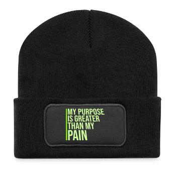 My Purpose Is Greater Than My Pain Meaning Quote Logo - Recycled Patch Beanie - black - Front