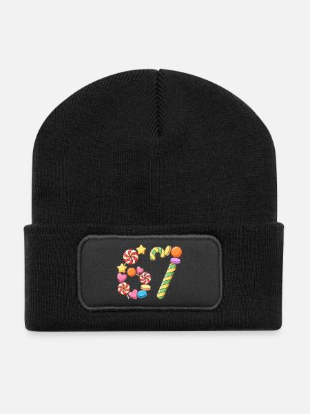 67 Candy Confetti Pop Art - Recycled Patch Beanie - black