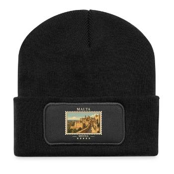 Malta Mdina Vintage Travel Brand - Recycled Patch Beanie - black - Front