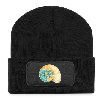 Water-coloured shell spiral - Recycled Patch Beanie - black - Front