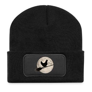 Chicken Witch's Broom Full Moon T-Shirt Halloween - Recycled Patch Beanie - black - Front