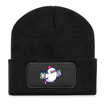 Cash Chick Mascot with Dollar Eyes - Recycled Patch Beanie - black - Front