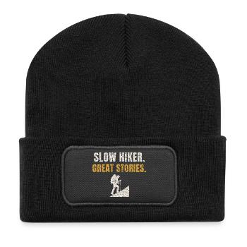 Slow Hiker Great Stories - Recycled Patch Beanie - black - Front