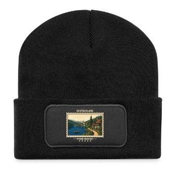 Deutschland Titisee-Neustadt Vintage Reisemarke - Recycelte Patch Beanie - Schwarz - Vorne