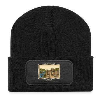 Deutschland Trier Vintage Reisemarke - Recycelte Patch Beanie - Schwarz - Vorne
