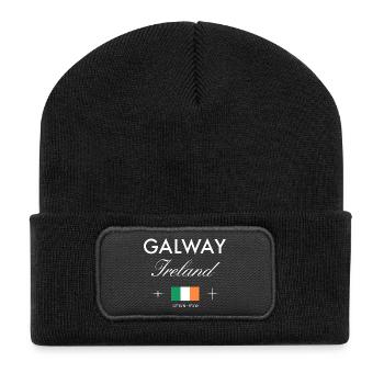Galway Ireland Coordinates Travel Souvenir - Recycled Patch Beanie - black - Front