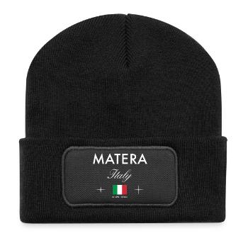 Matera Italy Coordinates Travel Souvenir - Recycled Patch Beanie - black - Front