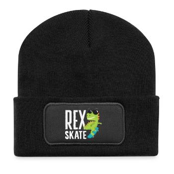 Skateboard Skater Retro Vintage Skaten Geschenk - Recycelte Patch Beanie - Schwarz - Vorne