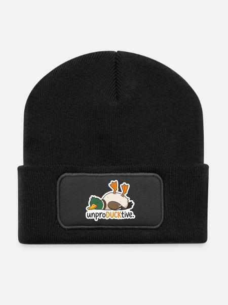 UnproDUCKtive Duck Illustration - Recycelte Patch Beanie - Schwarz