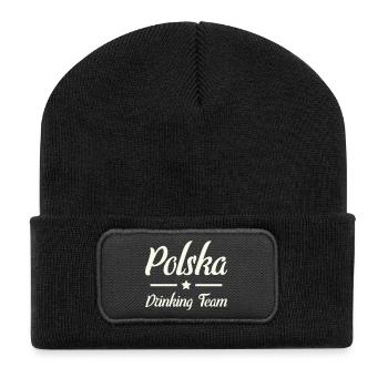 Polska Drinking Team Emblem - Recycelte Patch Beanie - Schwarz - Vorne