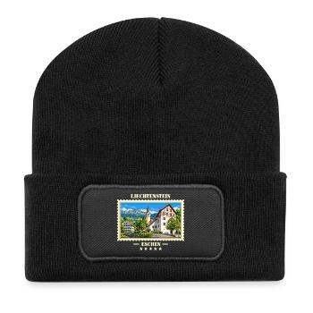 Liechtenstein Eschen Vintage Reisemarke - Recycelte Patch Beanie - Schwarz - Vorne