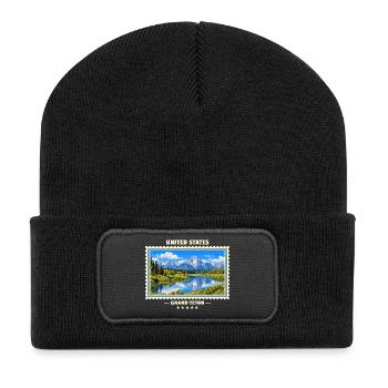 Vereinigte Staaten Grand Teton Vintage Reisemarke - Recycelte Patch Beanie - Schwarz - Vorne