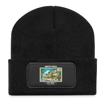 Vereinigte Staaten Key West Vintage Reisemarke - Recycelte Patch Beanie - Schwarz - Vorne