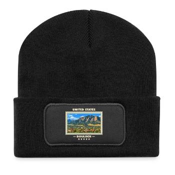 Vereinigte Staaten Boulder Vintage Reisemarke - Recycelte Patch Beanie - Schwarz - Vorne