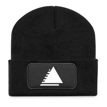 Minimalistisches gestuftes Dreieck - Recycelte Patch Beanie - Schwarz - Vorne